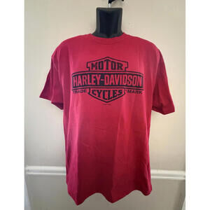 Harley Davidson MOTORCYCLE T Shirt Sundance Wyoming BIG LOGO LG RED